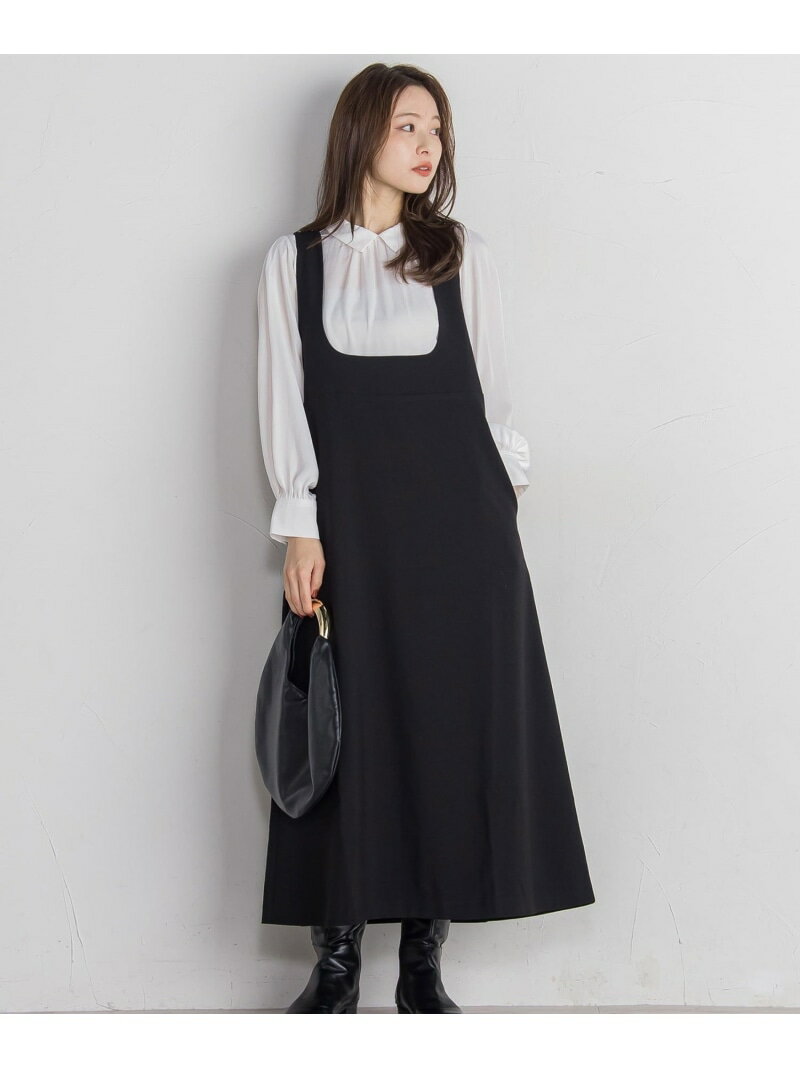 【SALE／50%OFF】スクエアネックワンピース≪洗濯機で洗える≫ QUEENS COURT クイーンズコート ワンピース・ドレス ワンピース ブラック グレー ネイビー【RBA_E】【送料無料】[Rakuten Fashion]