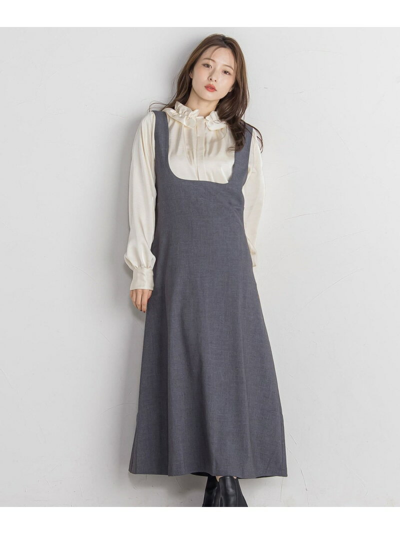 【SALE／50%OFF】スクエアネックワンピース≪洗濯機で洗える≫ QUEENS COURT クイーンズコート ワンピース・ドレス ワンピース ブラック グレー ネイビー【RBA_E】【送料無料】[Rakuten Fashion]