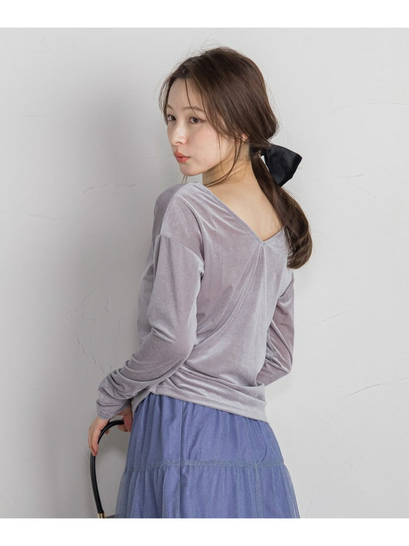 【SALE／50%OFF】ニュアンスベロアバックシャンカットソー≪手洗い可能≫ QUEENS COURT クイーンズコート トップス カットソー・Tシャツ ブラック グレー パープル ピンク【RBA_E】【送料無料】[Rakuten Fashion]