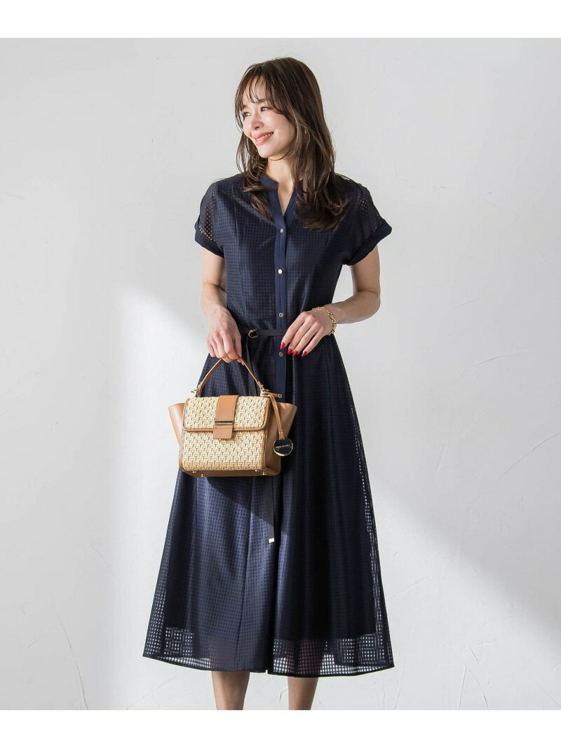 ラッセルレースチェックワンピース Viaggio Blu ビアッジョブルー ワンピース・ドレス ワンピース ネイビー ホワイト【送料無料】[Rakuten Fashion]