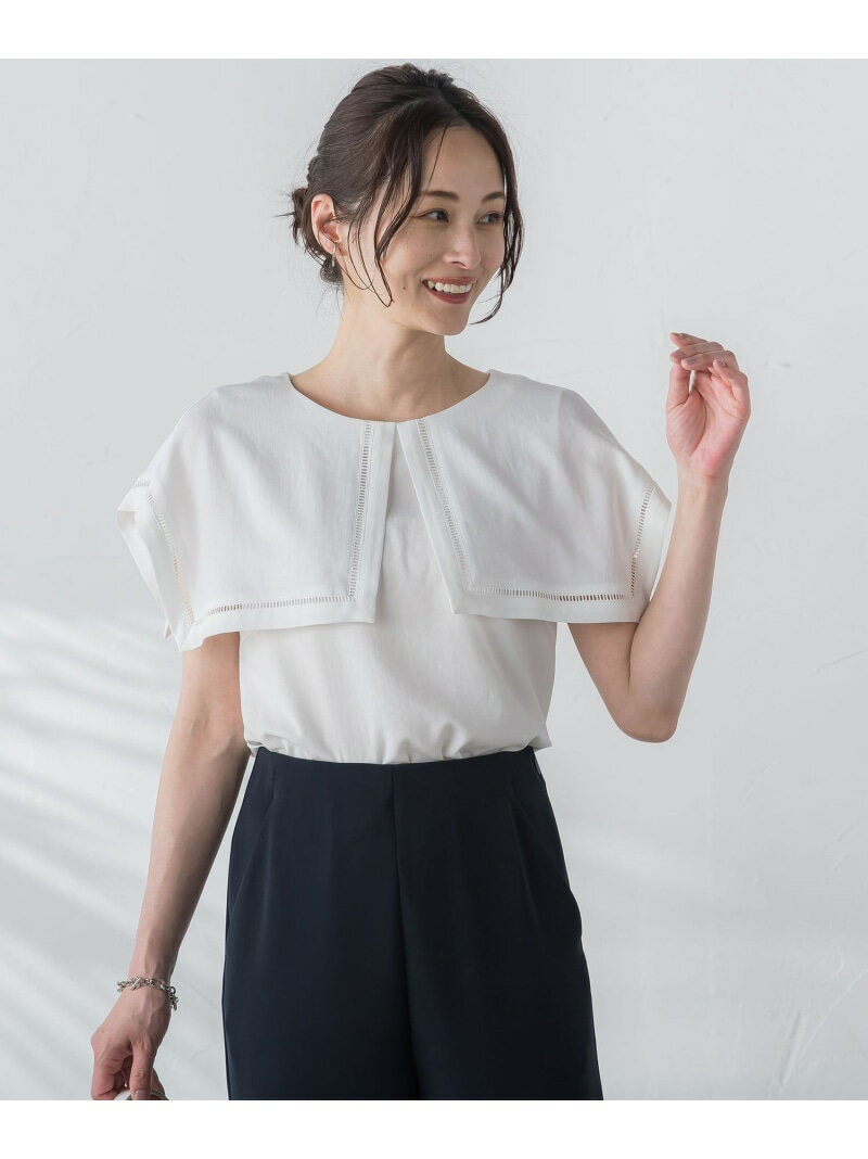 【SALE／50%OFF】トリアセテートブラウス≪手洗い可能≫ LAUTREAMONT DE CLASSE ロートレアモン トップス シャツ・ブラウス ネイビー ブルー ホワイト【RBA_E】【送料無料】[Rakuten Fashion]