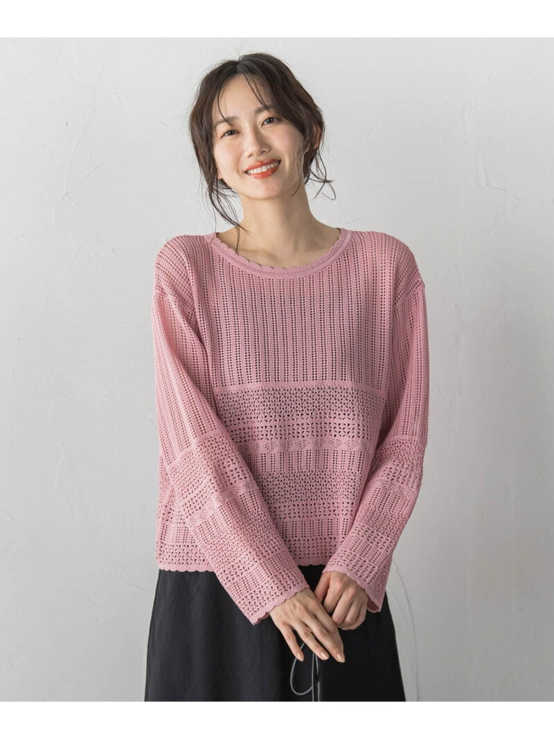 Rakuten - 【SALE／30%OFF】レース柄ニット Droite lautreamont ドロワット・ロートレアモン トップス ニット ピンク ホワイト ブラック【RBA_E】【送料無料】[Rakuten Fashion]