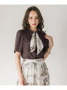 LADY&HORSEスカーフ付きカットソー≪洗濯機で洗える≫ Viaggio Blu ビアッジョブルー トップス カットソー・Tシャツ ブラウン ホワイト ネイ...