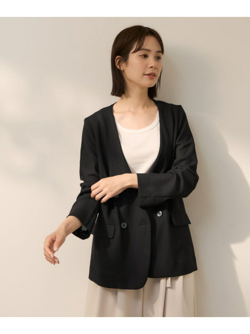 【SALE／10%OFF】グリッディメッシュノーカラージャケット ketty ケティ ジャケット・アウター テーラードジャケット・ブレザー ブラウン ブラック【RBA_E】【送料無料】[Rakuten Fashion]