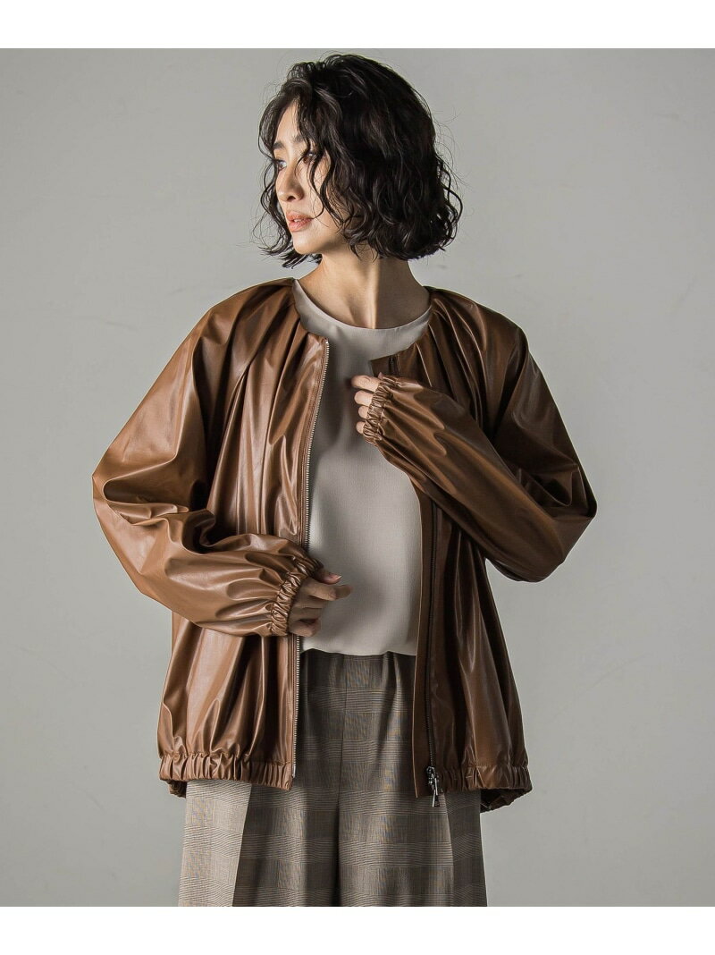 【SALE／30%OFF】フェイクレザーブルゾン≪手洗い可能≫ la.f... ラ・エフ ジャケット・アウター テーラードジャケット・ブレザー ベージュ ブラウン【RBA_E】【送料無料】[Rakuten Fashion]