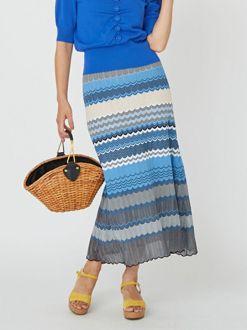 【SALE／60%OFF】【大きいサイズ】変形マルチボーダーニットスカート＜SET UP対応＞ Viaggio Blu ビアッジョブルー スカート ロング・マキシスカート ブルー ピンク【RBA_E】【送料無料】[Rakuten Fashion]のサムネイル