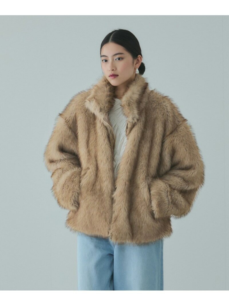 フェイクファージャケット VICKY ビッキー ジャケット・アウター テーラードジャケット・ブレザー ベージュ グレー【送料無料】[Rakuten Fashion]