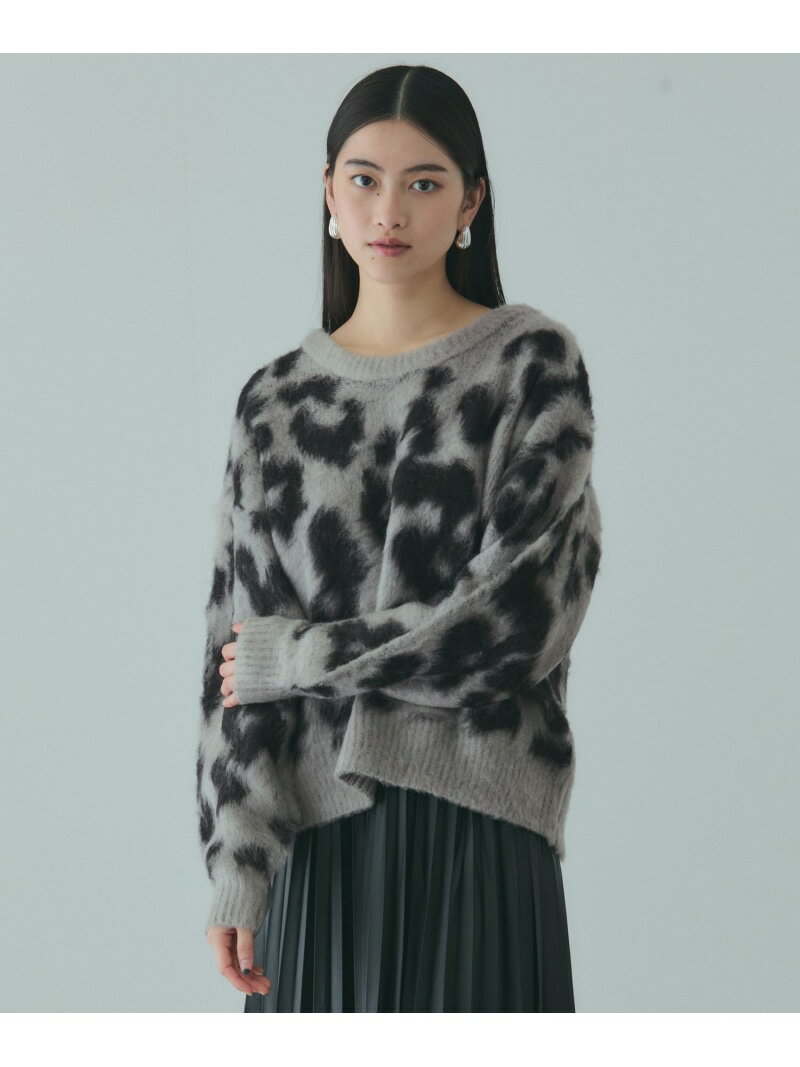 レオパードジャガードシャギーニットプルオーバー VICKY ビッキー トップス ニット グレー ネイビー【送料無料】[Rakuten Fashion]