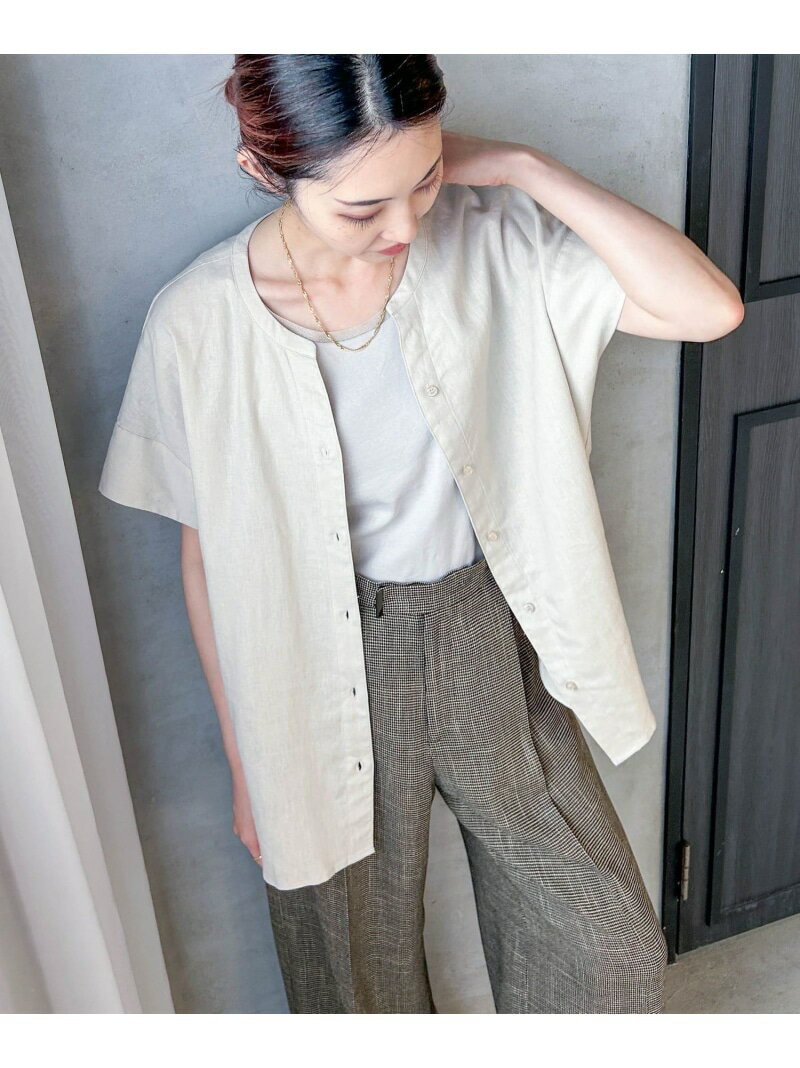 レーヨンリネンポプリンVネックブラ...