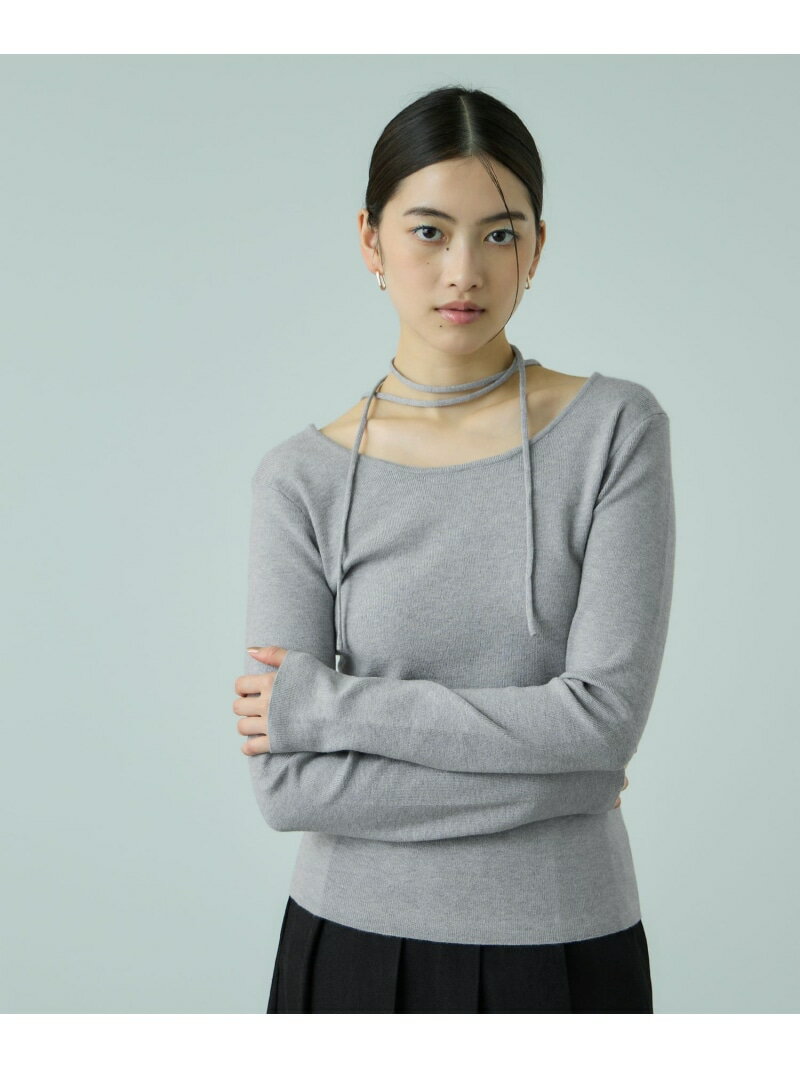 ストリング付バレエネックリブニット≪手洗い可能≫ VICKY ビッキー トップス ニット ブラック