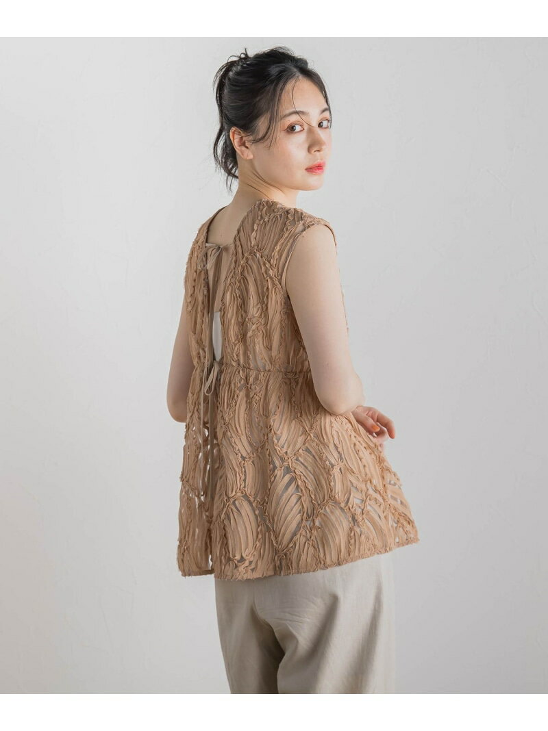チュールコード刺繍ビスチェ≪洗濯機で洗える≫ Droite lautreamont ドロワット・ロートレアモン トップス シャツ・ブラウス ホワイト ブラック ベージュ
