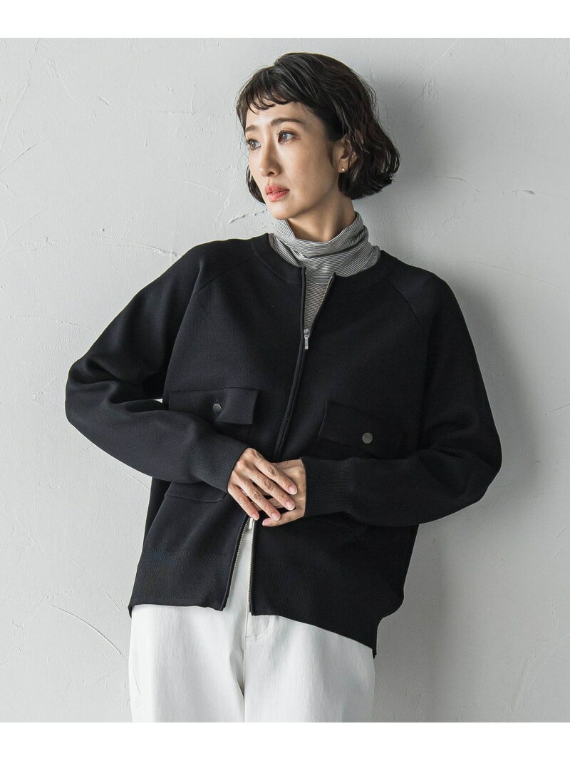 Wジップニットブルゾン≪手洗い可能≫ la.f... ラ・エフ トップス ニット ブラウン ブラック【送料無料】[Rakuten Fashion]のサムネイル