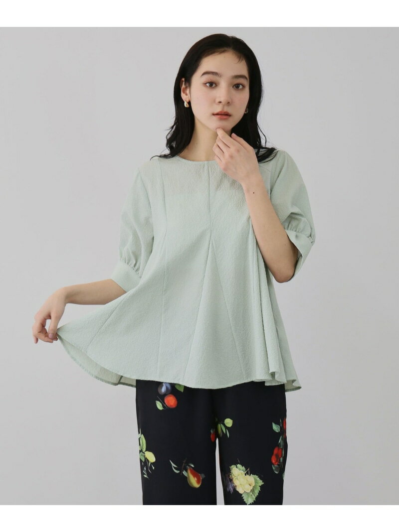 【SALE／10%OFF】カラミタンブラーハーフスリーブブラウス QUEENS COURT クイーンズコート トップス シャツ・ブラウス ホワイト グリーン ブラック【RBA_E】【送料無料】[Rakuten Fashion]