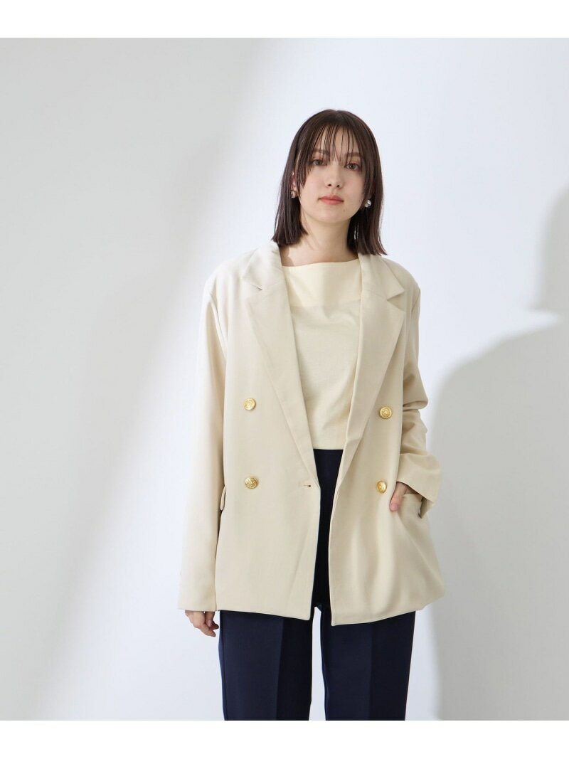 ストレッチツイルダブルボタンテーラードジャケット QUEENS COURT クイーンズコート ジャケット・アウター テーラードジャケット・ブレザー ホワイト ネイビー【送料無料】[Rakuten Fashion]