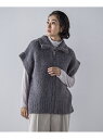 【大きいサイズ】カーリングヤーンジップジレ≪手洗い可能≫ la.f... ラ・エフ トップス ニット ブラック グレー【送料無料】[Rakuten Fashio...