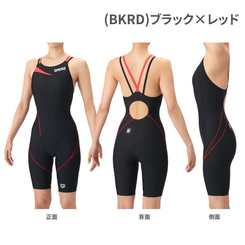 ジャワスポーツ楽天市場支店のarena アリーナ レディース 競泳水着 WA承認 WORLD AQUATICS承認 レーシング水着 ハーフレッグ オープンバック AQUA RACING ECO AQUASTRIPE FINA承認 試合 大会 競泳 水泳 スイミング はっ水 リサイクル素材 初級スイマー AS6SRC56L｜アングル3