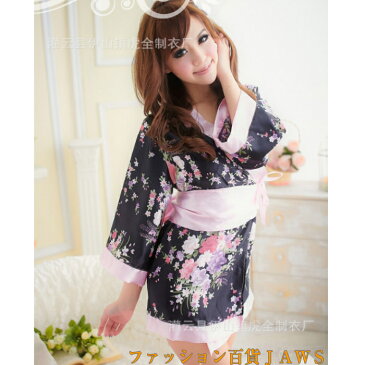 【1000円 送料無料 ポッキリ】ミニ 着物 浴衣 ガウン ショーツ 帯 3点セット コスプレ ハロウィン レディース オシャレ かわいい 和装 和服 花柄 ハイビスカス 衣装 学園祭 大人 女性 セクシー 花魁 コスチューム ルームウェア ペア お揃い サテン 夜 ナイト リボンで結ぶ