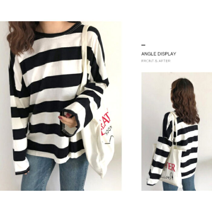 長袖 tシャツ レディース 薄手 シャツ 長t ロンt トップス カットソー 太ボーダー 大きめ ゆったり オーバーサイズ オシャレ シンプル tシャツ ロンティー カジュアル セクシー 大きサイズ リラックス カワイイ 普段 ママ 春 秋 冬 オルチャン 韓国 おうち時間 jaws1-10000678 JAWS (ジョーズ) サンプル画像3