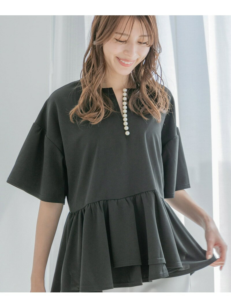 【SALE／20%OFF】ジョーゼットキーネックパールペプラムプルオーバー JAYRO ジャイロ トップス その他のトップス ホワイト グレー ブラック【RBA_E】【送料無料】[Rakuten Fashion]