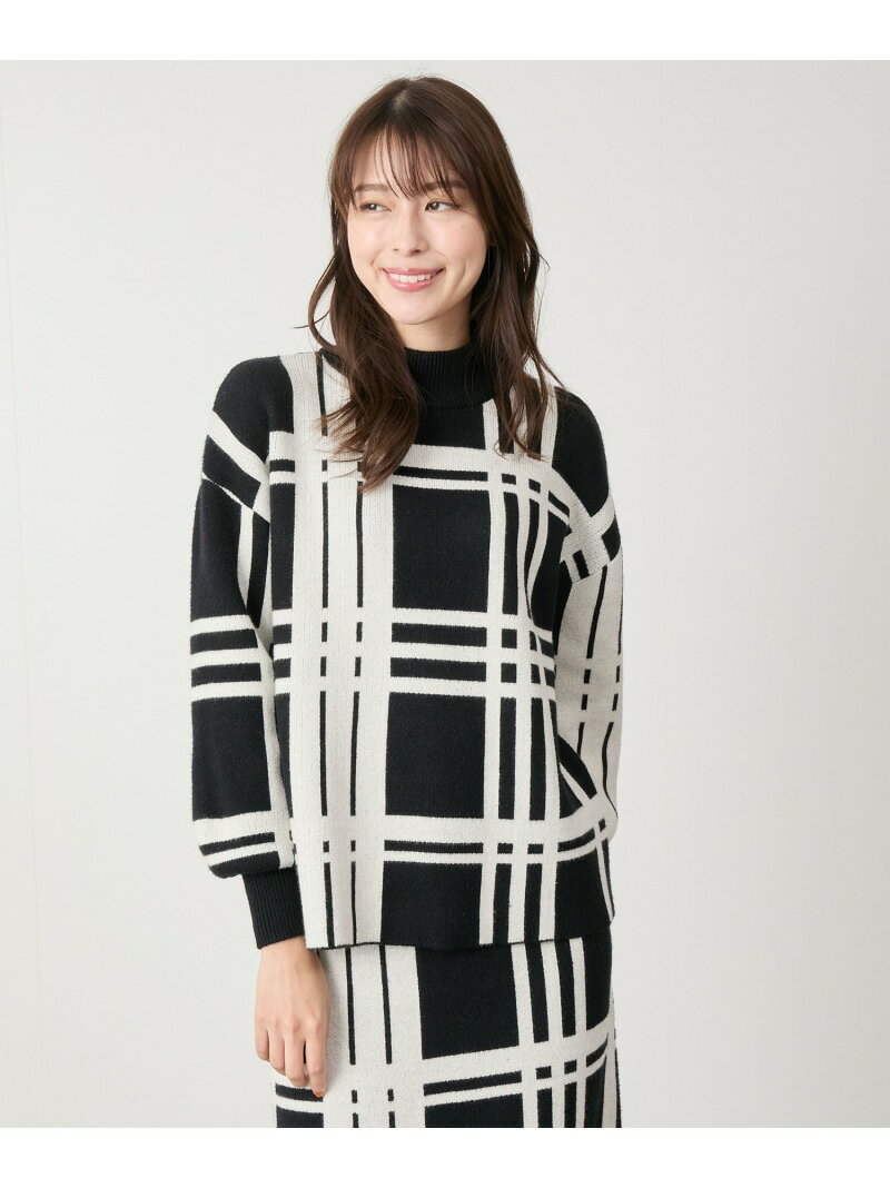 樂天商城 - 【SALE／50%OFF】チェック柄モックネックプルオーバー JAYRO ジャイロ トップス ニット ブラック ホワイト ベージュ【RBA_E】【送料無料】[Rakuten Fashion]
