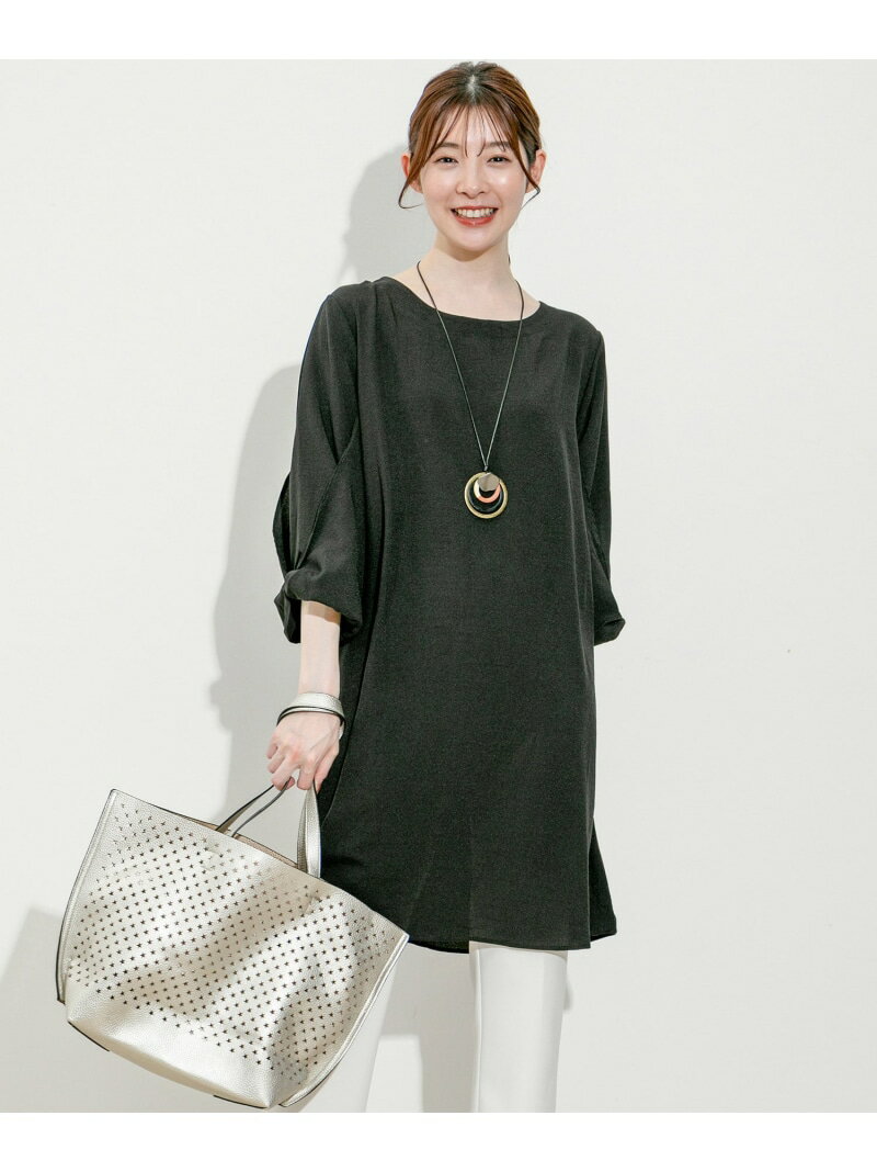 【SALE／50%OFF】袖リボンチュニックワンピース JAYRO ジャイロ ワンピース・ドレス チュニック ブラック グリーン ピンク レッド ブルー【RBA_E】[Rakuten Fashion]