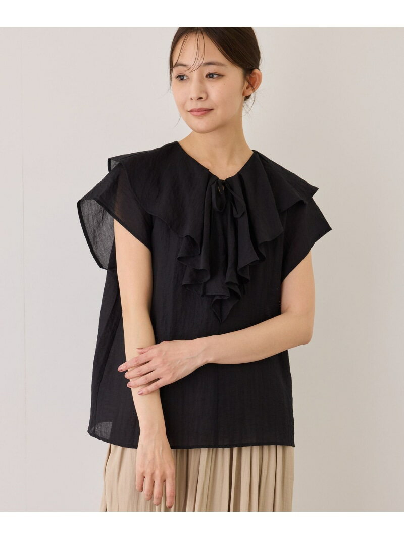 樂天商城 - 【SALE／20%OFF】ラッフル襟ブラウス JAYRO ジャイロ トップス シャツ・ブラウス ネイビー ホワイト ブラック【RBA_E】【送料無料】[Rakuten Fashion]