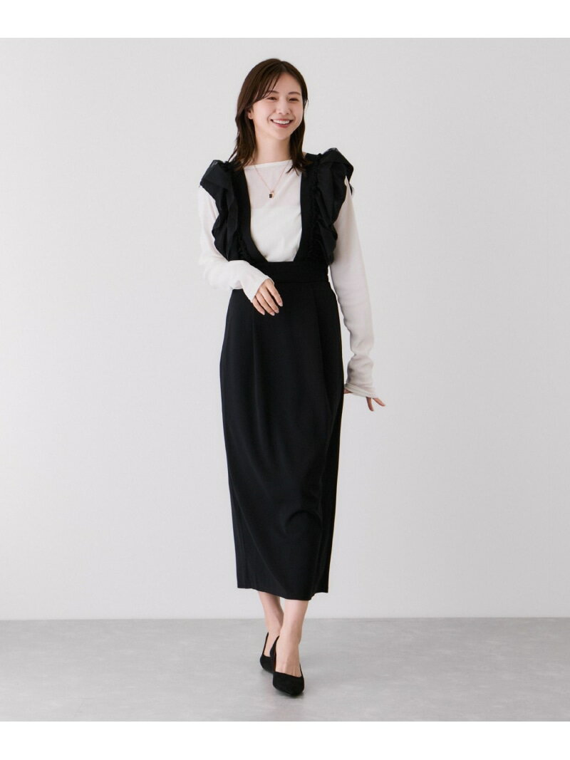 フリルサスジャンパースカート JAYRO ジャイロ ワンピース・ドレス ジャンパースカート ベージュ ブラック グレー【送料無料】[Rakuten Fashion]