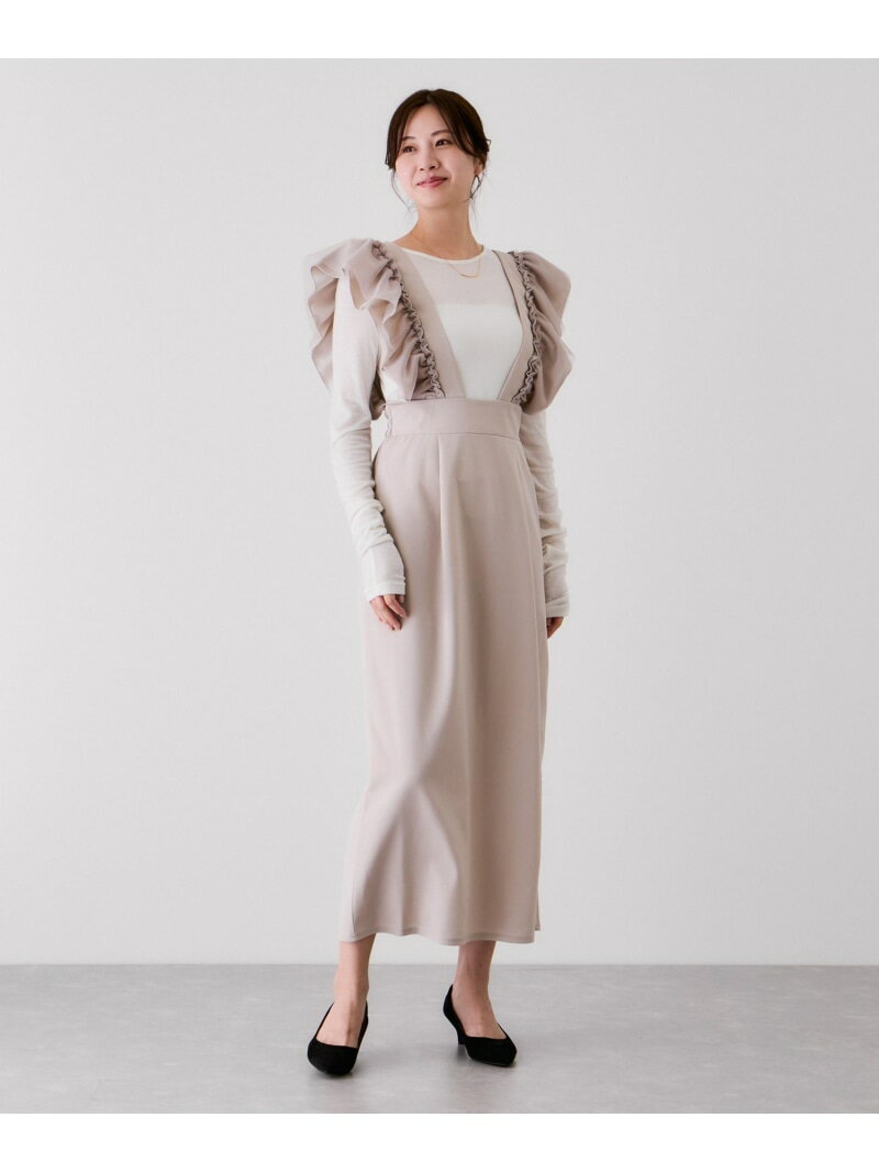 フリルサスジャンパースカート JAYRO ジャイロ ワンピース・ドレス ジャンパースカート ベージュ ブラック グレー【送料無料】[Rakuten Fashion]