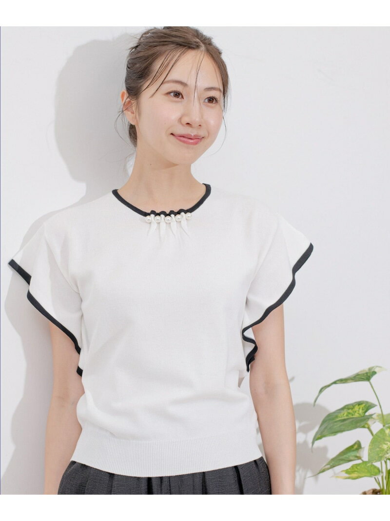 【SALE／50%OFF】ネックパール付き配色プルオーバー JAYRO ジャイロ トップス その他のトップス ネイビー ピンク ホワイト ベージュ【RBA_E】[Rakuten Fashion]
