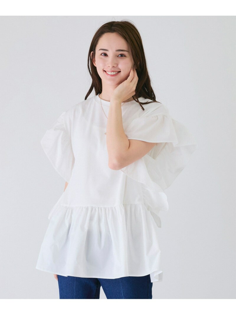 樂天商城 - 【SALE／30%OFF】袖フリルドッキングプルオーバー JAYRO ジャイロ トップス カットソー・Tシャツ ブラック ホワイト【RBA_E】[Rakuten Fashion]