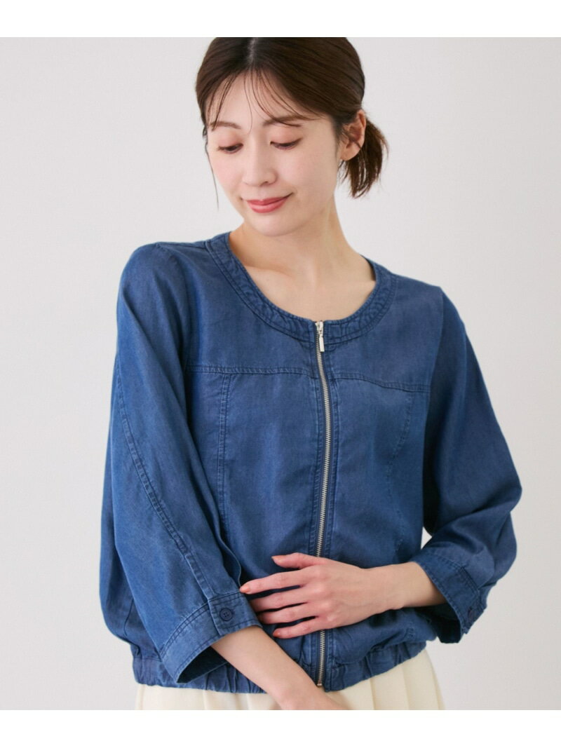 樂天商城 - 【SALE／20%OFF】ノーカラーデニムライクブルゾン JAYRO ジャイロ ジャケット・アウター ブルゾン・ジャンパー ネイビー ブルー【RBA_E】【送料無料】[Rakuten Fashion]