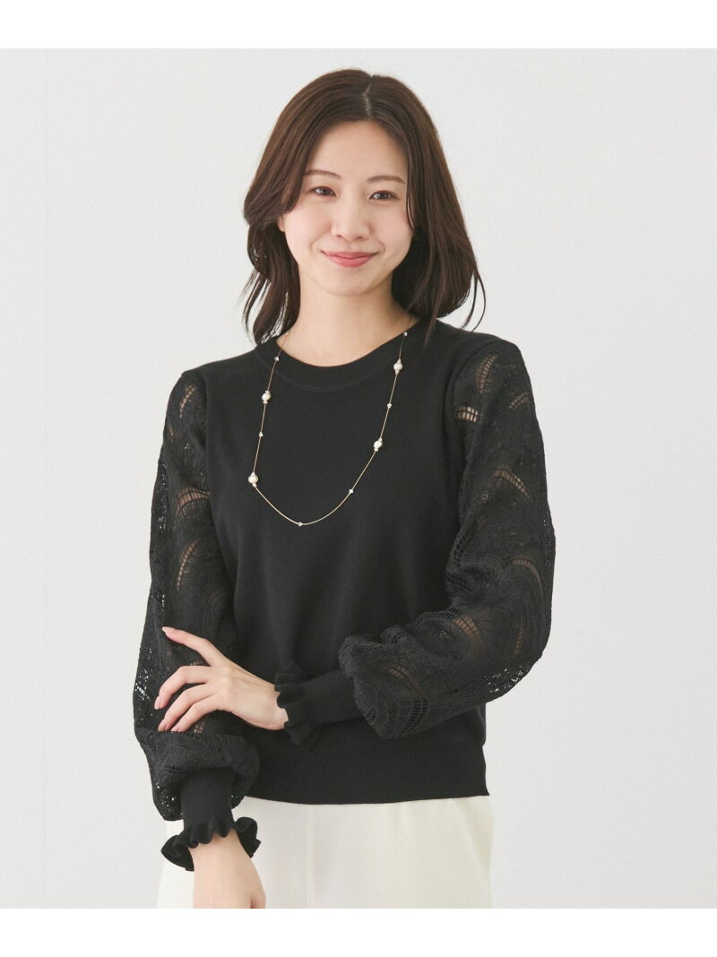 【SALE／30%OFF】袖レースニットプルオーバー JAYRO ジャイロ トップス ニット ブラック ブルー ホワイト ネイビー【RBA_E】【送料無料..