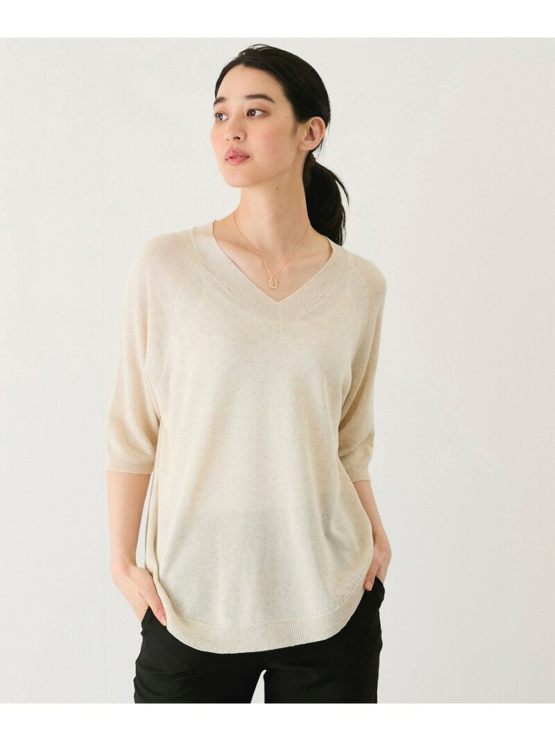 V-Neck - 【SALE／30%OFF】Vネック5分袖ニットトップス JAYRO ジャイロ トップス ニット グレー ブルー ネイビー ベージュ イエロー ピンク【RBA_E】[Rakuten Fashion]