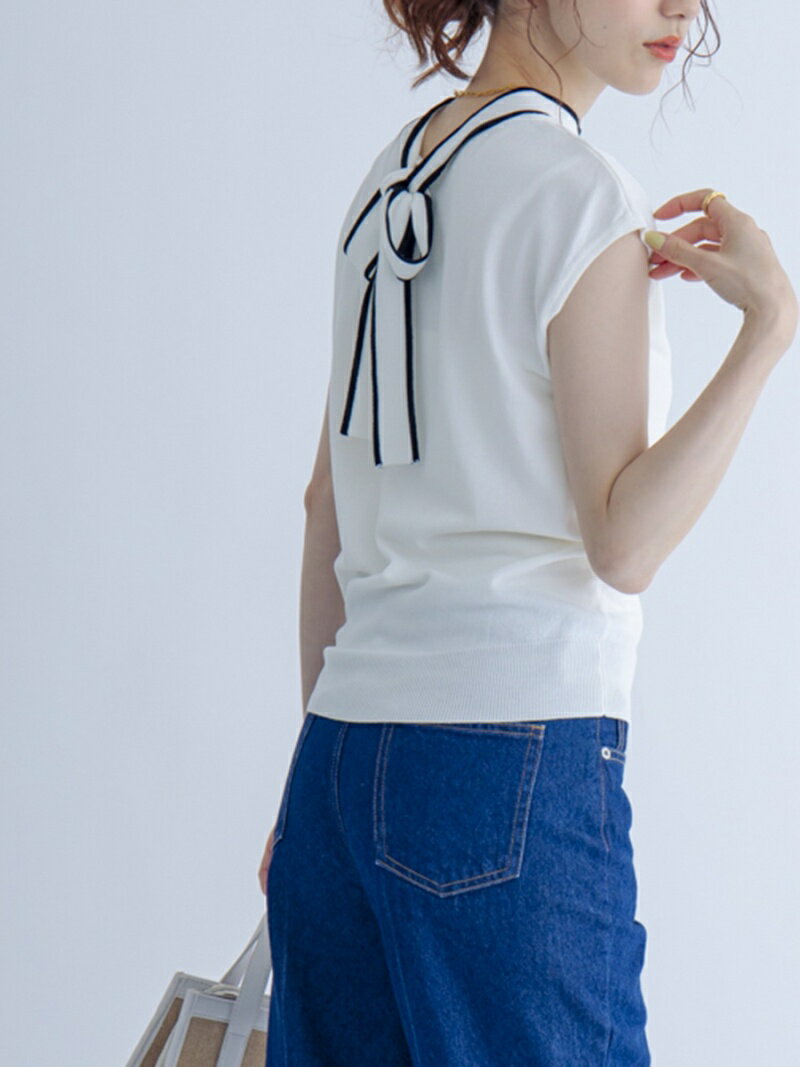 【SALE／45%OFF】(W)超強撚RN配色リボン付きフレンチPO JAYRO ジャイロ トップス カットソー・Tシャツ ホワイト ベージュ ピンク ネイビー【RBA_E】[Rakuten Fashion]