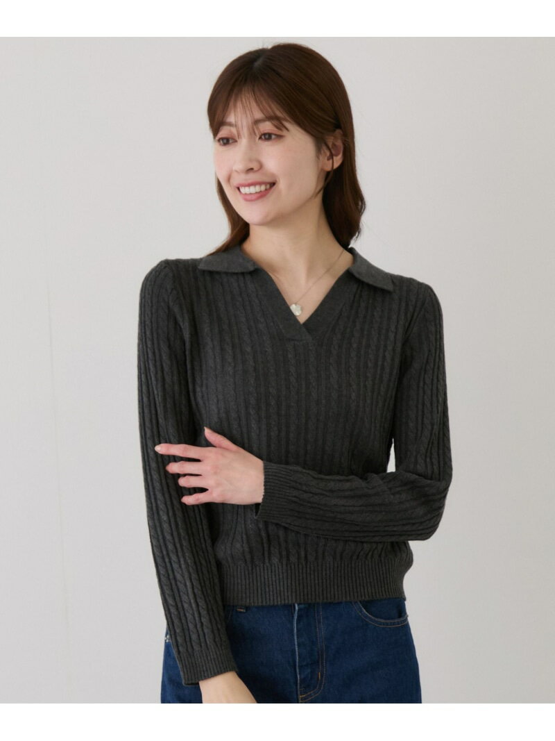 樂天商城 - 【SALE／20%OFF】ケーブル衿付きニットプルオーバー JAYRO ジャイロ トップス ニット ネイビー グレー ホワイト【RBA_E】【送料無料】[Rakuten Fashion]