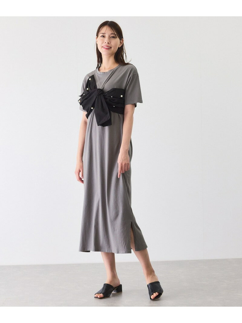 樂天商城 - 【SALE／30%OFF】デコリボンパールドッキングワンピース JAYRO ジャイロ ワンピース・ドレス ワンピース ブラック ネイビー グレー【RBA_E】【送料無料】[Rakuten Fashion]