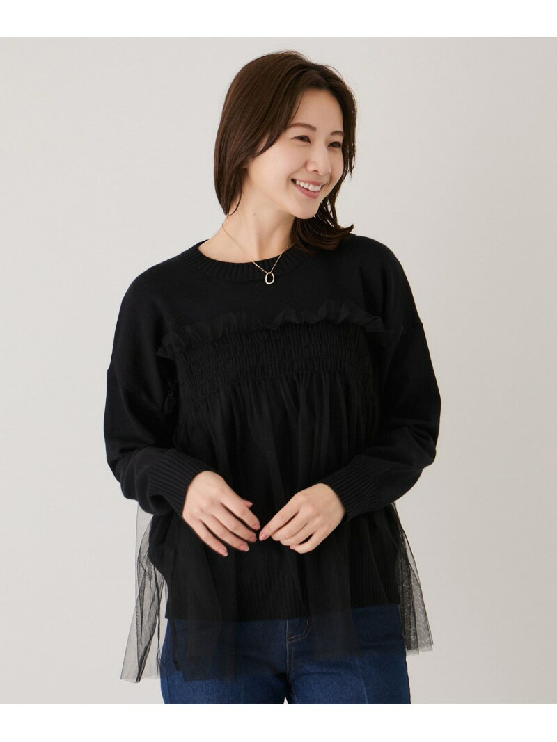 樂天商城 - 【SALE／30%OFF】チュールフリル重ねニットプルオーバー JAYRO ジャイロ トップス ニット ブラック グレー ホワイト【RBA_E】【送料無料】[Rakuten Fashion]