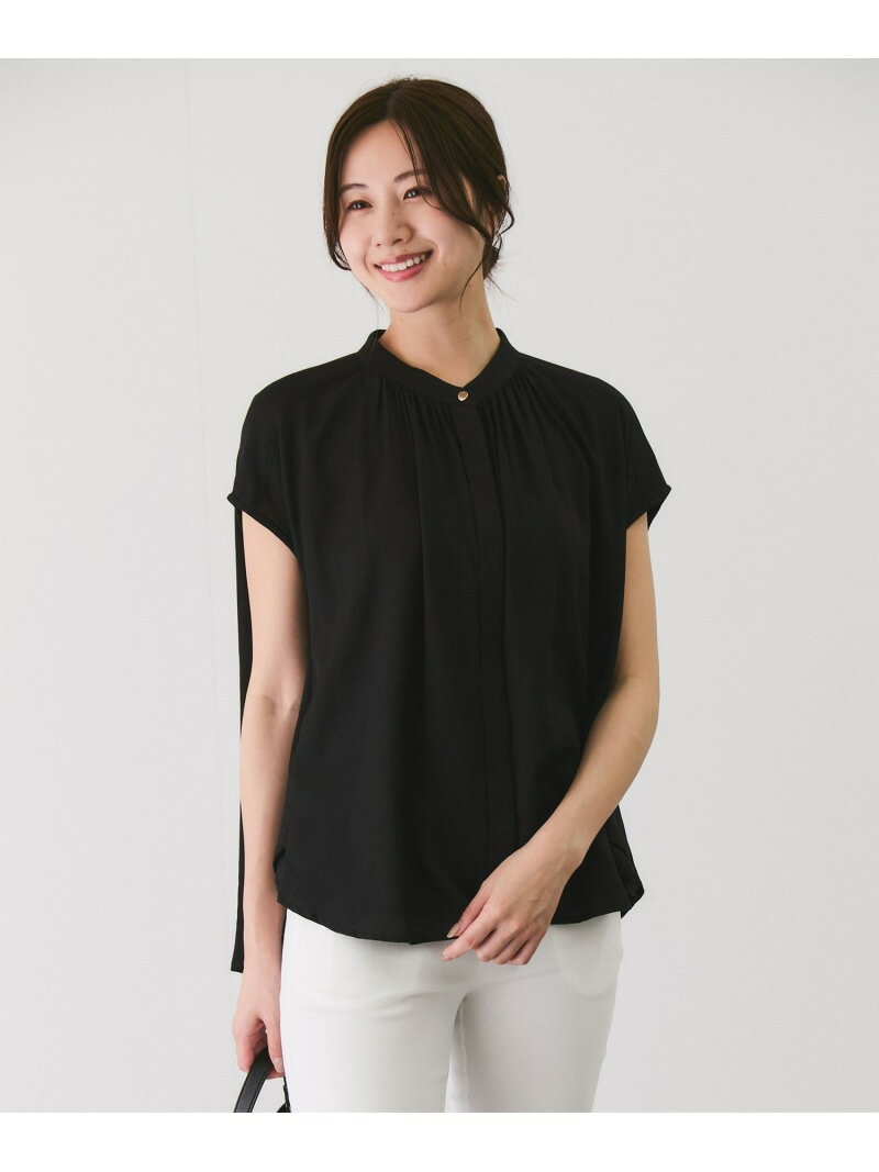 ノーカラーギャザーブラウスJAYR...