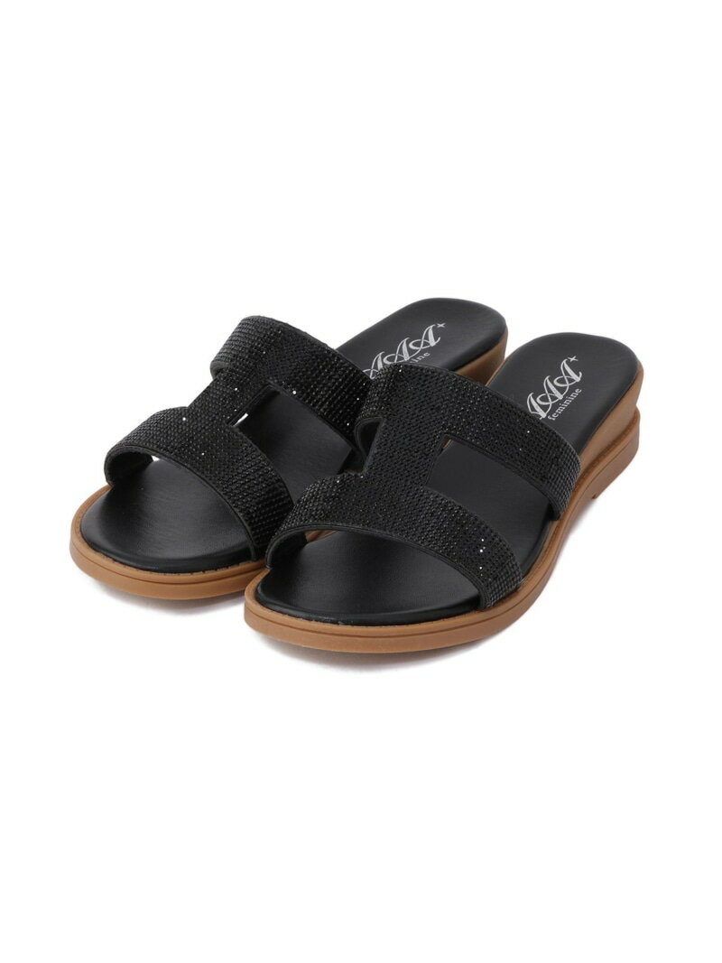 樂天商城 - 【SALE／20%OFF】ラインストーンウェッジサンダル JAYRO ジャイロ シューズ・靴 サンダル ブラック シルバー【RBA_E】【送料無料】[Rakuten Fashion]