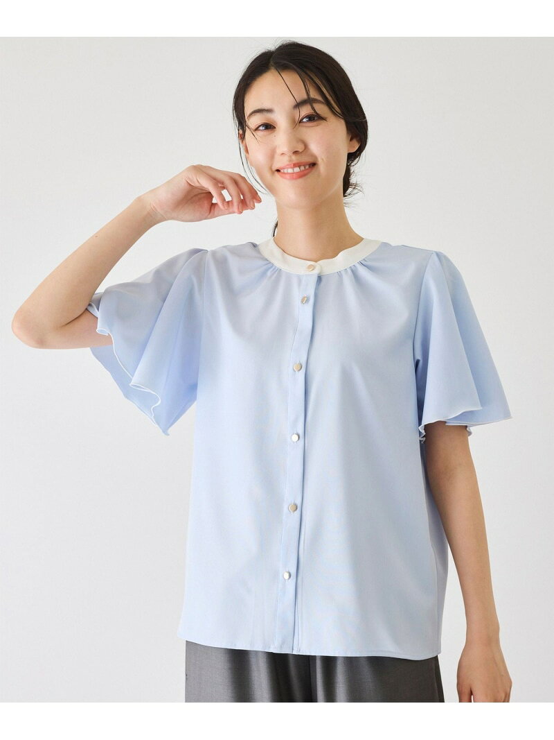 【SALE／30%OFF】配色バンドカラーブラウス JAYRO ジャイロ トップス シャツ・ブラウス ブルー ホワイト ブラック【RBA_E】[Rakuten Fashion]