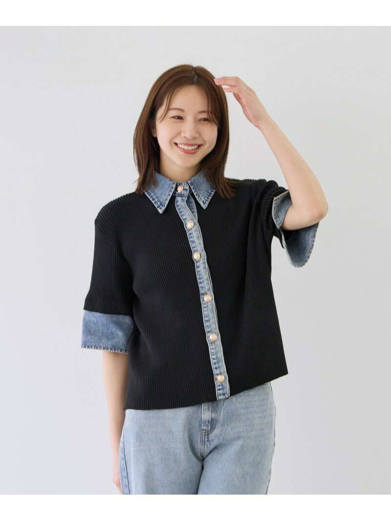樂天商城 - 【SALE／33%OFF】デニムドッキング半袖カーディガン JAYRO ジャイロ トップス カーディガン ネイビー ベージュ ブラック グレー【RBA_E】【送料無料】[Rakuten Fashion]