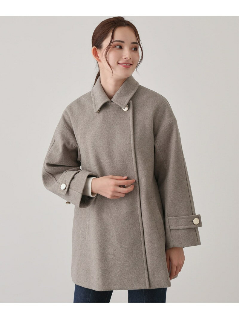 【SALE／50%OFF】フェイクメルトンダブル前ステンカラーショートコート JAYRO ジャイロ ジャケット・アウター ステンカラーコート ネイビー ブラウン ベージュ【RBA_E】【送料無料】[Rakuten Fashion]