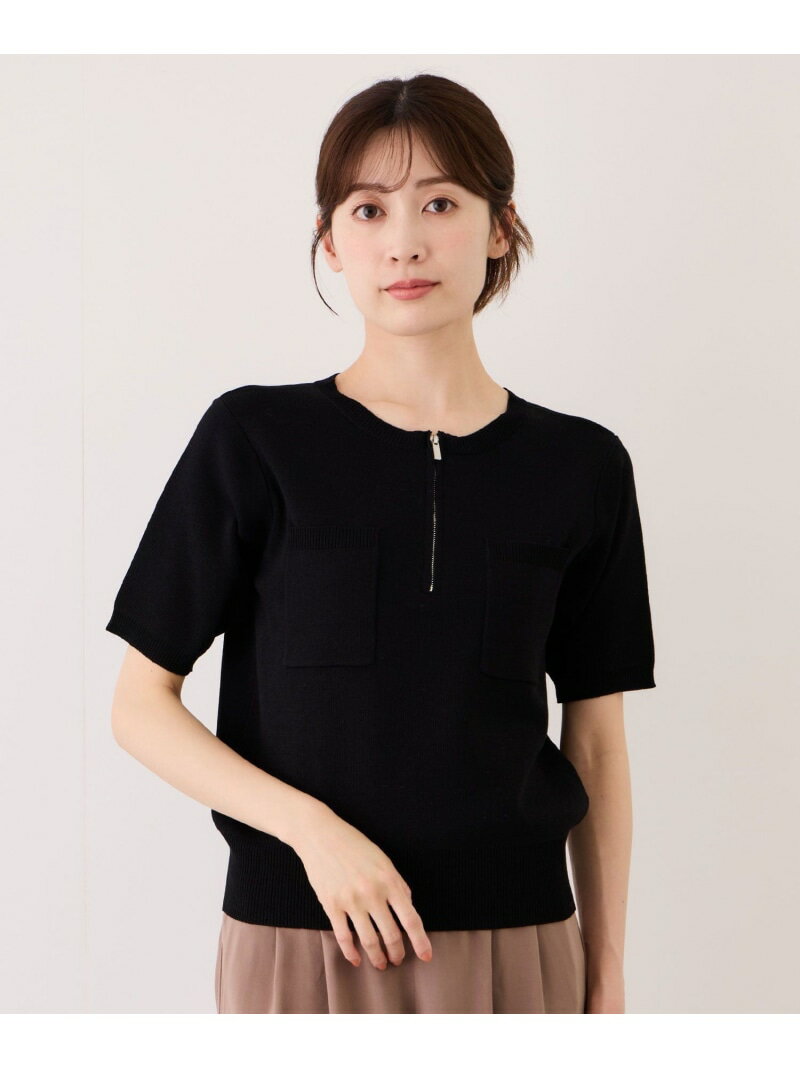 樂天商城 - 【SALE／20%OFF】総針編ハーフジップ半袖ニット JAYRO ジャイロ トップス ニット ブラック ベージュ ホワイト【RBA_E】【送料無料】[Rakuten Fashion]