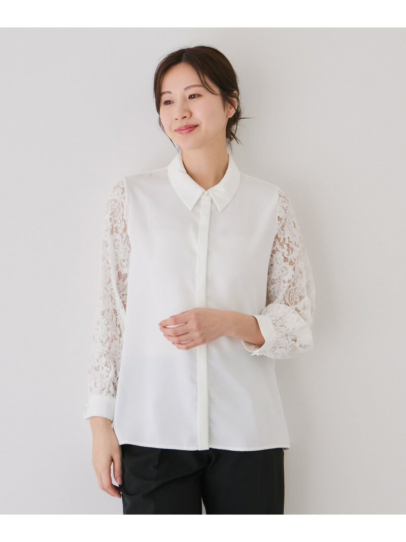 樂天商城 - 【SALE／30%OFF】袖レースブラウス JAYRO ジャイロ トップス シャツ・ブラウス ブラック ホワイト ベージュ【RBA_E】【送料無料】[Rakuten Fashion]