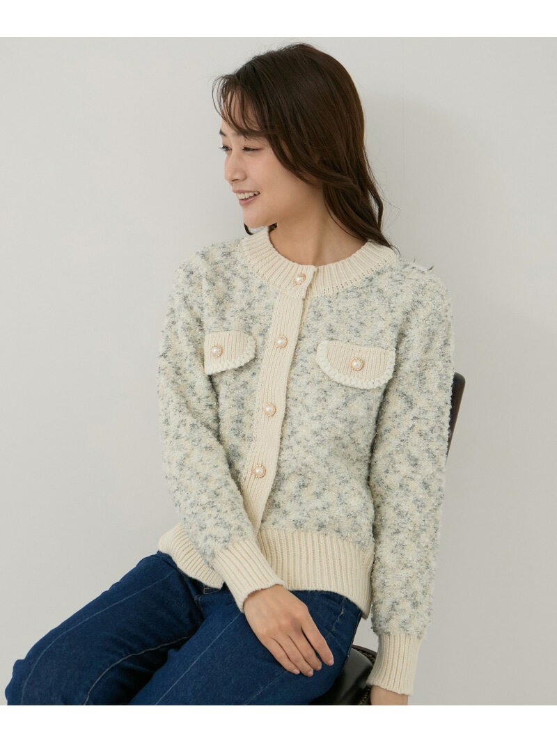 【SALE／30%OFF】フェミニンツィード調ニットカーディガン JAYRO ジャイロ トップス カーディガン ピンク ベージュ ブルー【RBA_E】【送料無料】[Rakuten Fashion]