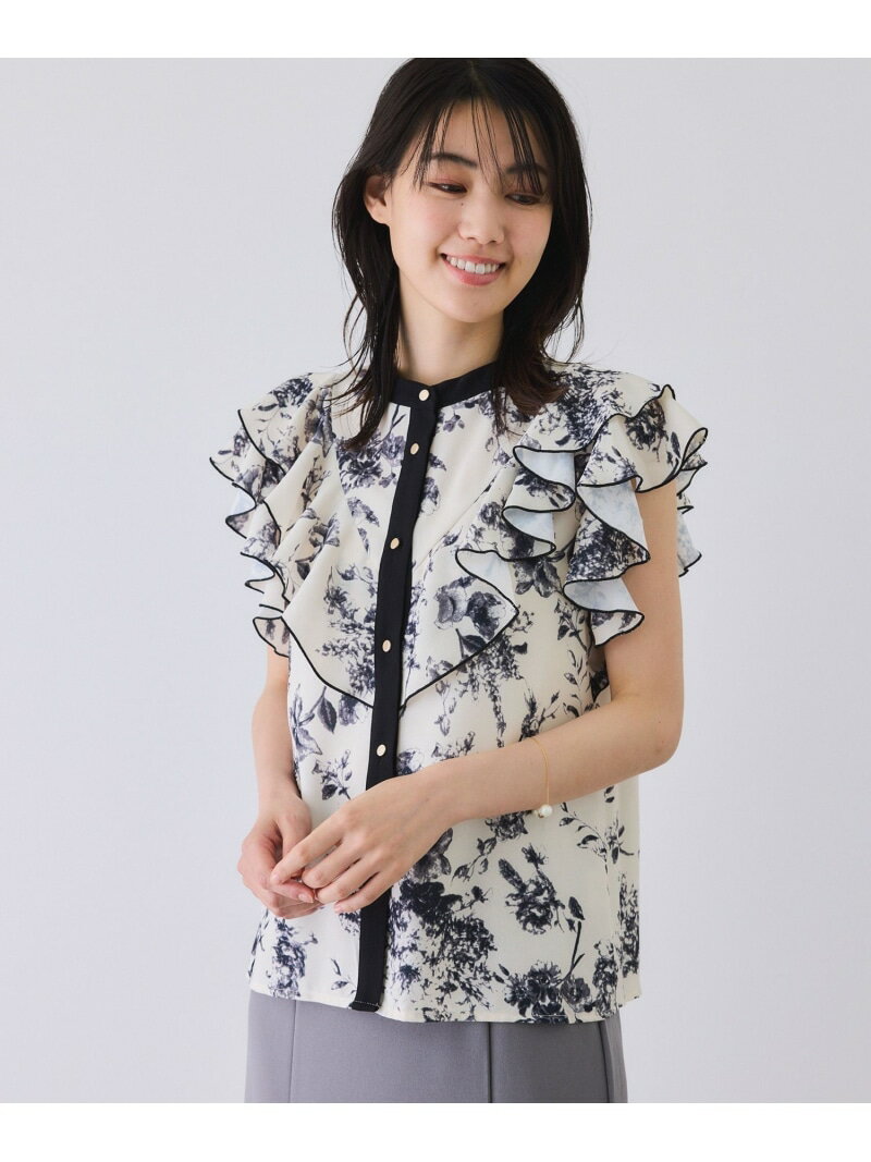 樂天商城 - 【SALE／30%OFF】単色花ラッフルブラウス JAYRO ジャイロ トップス シャツ・ブラウス ホワイト ブルー ネイビー【RBA_E】[Rakuten Fashion]