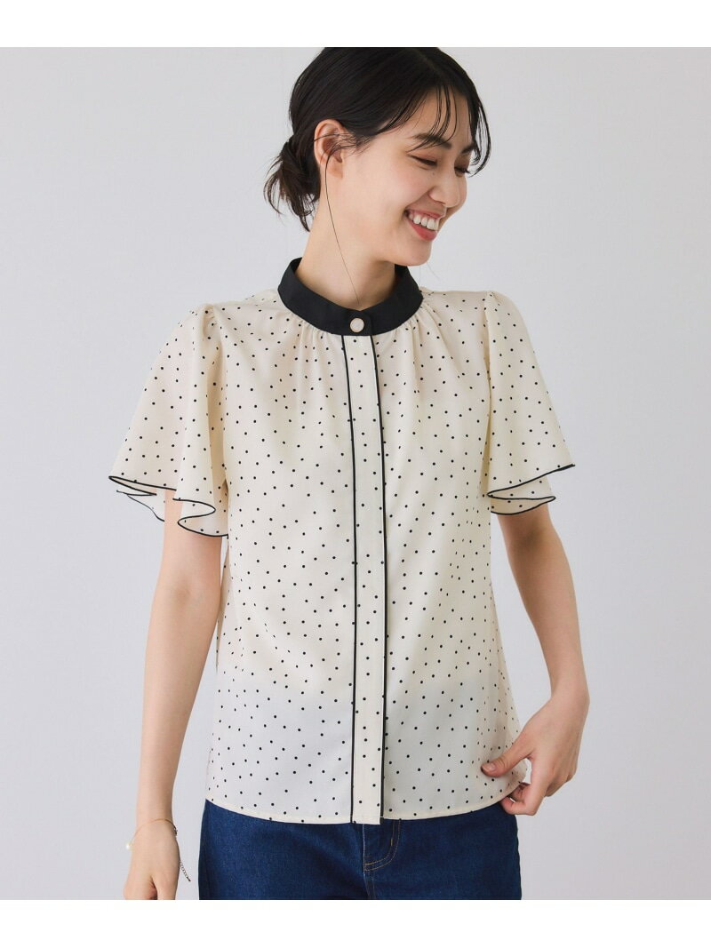 樂天商城 - 【SALE／25%OFF】デザイン釦配色フレアブラウス JAYRO ジャイロ トップス シャツ・ブラウス ネイビー ホワイト グレー ベージュ ブラウン【RBA_E】[Rakuten Fashion]