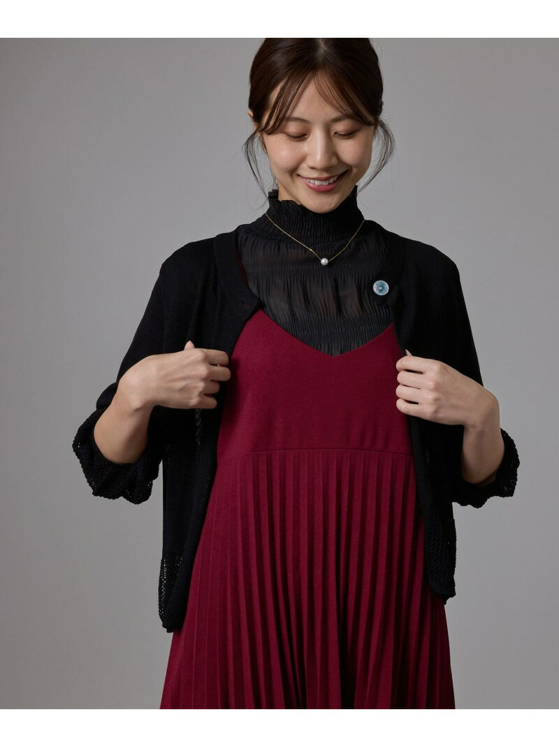 【SALE／50%OFF】メッシュ切替透かし編みカーディガン JAYRO ジャイロ トップス カーディガン イエロー ブルー レッド ブラック ベージュ グリーン【RBA_E】[Rakuten Fashion]