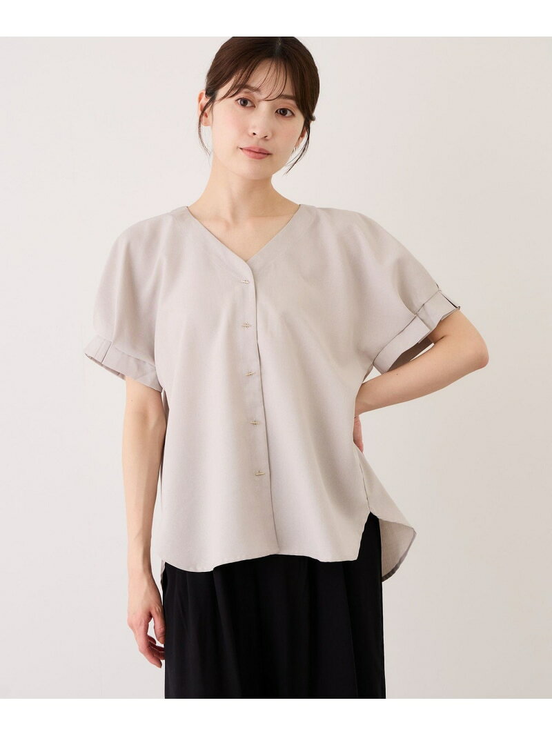樂天商城 - 【SALE／13%OFF】T釦袖タックブラウス JAYRO ジャイロ トップス シャツ・ブラウス ネイビー ホワイト ブルー グレー【RBA_E】【送料無料】[Rakuten Fashion]