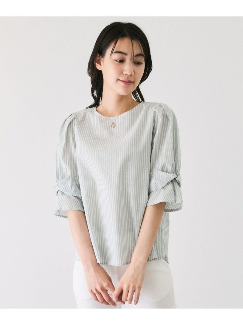 樂天商城 - 【SALE／20%OFF】ローンストライプラメミックスブラウス JAYRO ジャイロ トップス シャツ・ブラウス ブルー ベージュ【RBA_E】【送料無料】[Rakuten Fashion]